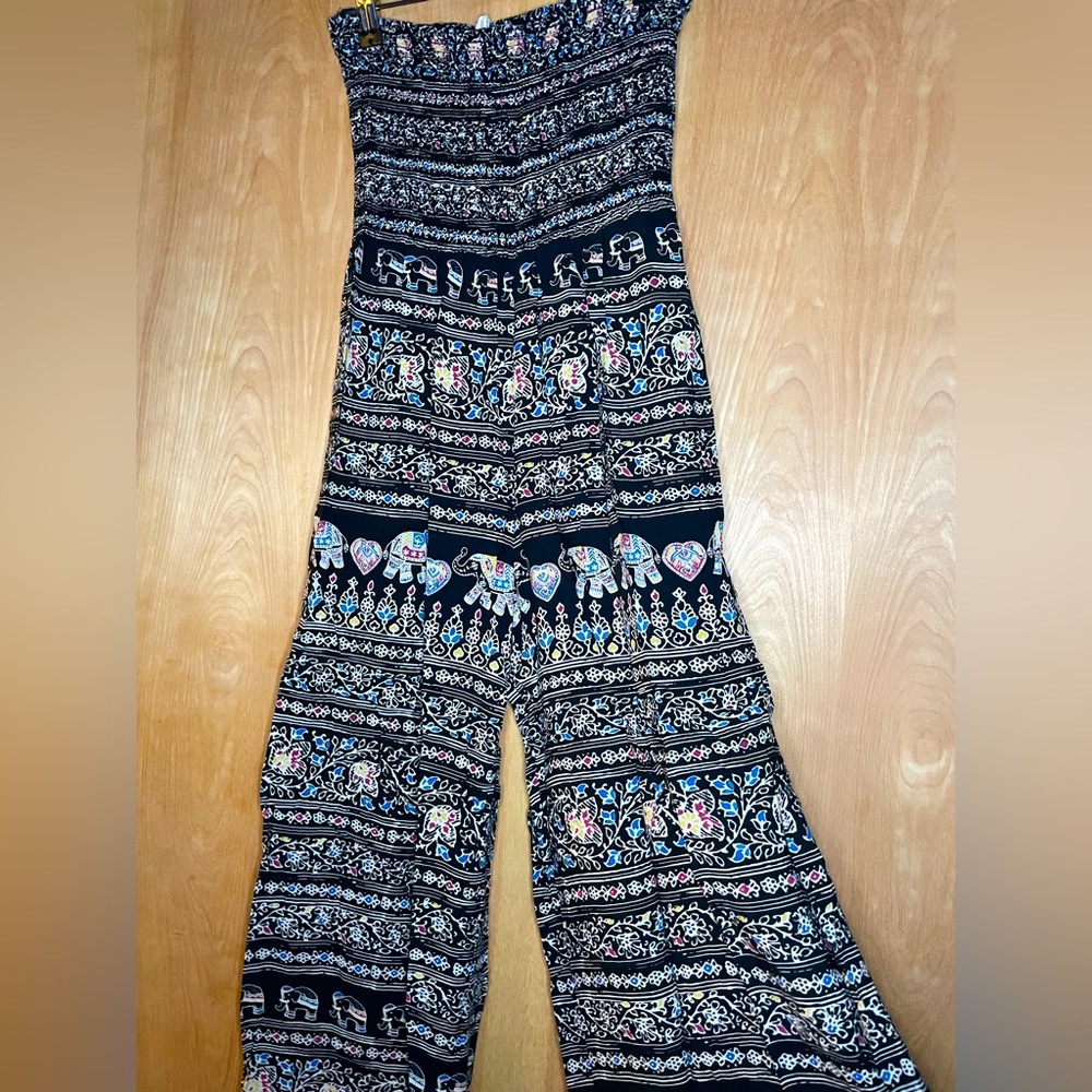 Boho Strapless Wide-Leg Jumpsuit - Size Small